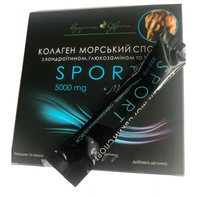 Коллаген морской  SPORT c глюкозамином и хондроитином  и МСМ 14 стиков