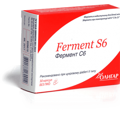Фермент С6 Ferments S6 препарат для снижения сахара в крови 30 капсул