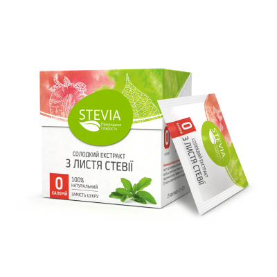 Стевия-сладкий экстракт из листьев стевии ТМ STEVIA  стики 25 шт